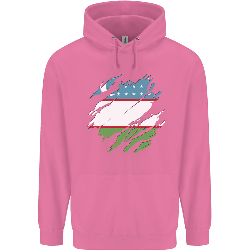 Torn Uzbekistan Flag Ukbek Day Football Childrens Kids Hoodie Azalea