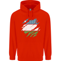 Torn Uzbekistan Flag Ukbek Day Football Childrens Kids Hoodie Bright Red