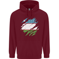 Torn Uzbekistan Flag Ukbek Day Football Childrens Kids Hoodie Maroon