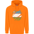 Torn Uzbekistan Flag Ukbek Day Football Childrens Kids Hoodie Orange