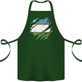 Torn Uzbekistan Flag Ukbek Day Football Cotton Apron 100% Organic Forest Green