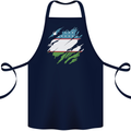 Torn Uzbekistan Flag Ukbek Day Football Cotton Apron 100% Organic Navy Blue