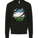 Torn Uzbekistan Flag Ukbek Day Football Kids Sweatshirt Jumper Black