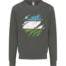 Torn Uzbekistan Flag Ukbek Day Football Kids Sweatshirt Jumper Storm Grey