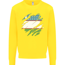 Torn Uzbekistan Flag Ukbek Day Football Kids Sweatshirt Jumper Yellow