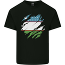 Torn Uzbekistan Flag Ukbek Day Football Kids T-Shirt Childrens Black