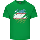 Torn Uzbekistan Flag Ukbek Day Football Kids T-Shirt Childrens Irish Green