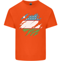 Torn Uzbekistan Flag Ukbek Day Football Kids T-Shirt Childrens Orange