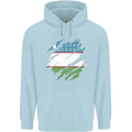 Torn Uzbekistan Flag Ukbek Day Football Mens 80% Cotton Hoodie Light Blue