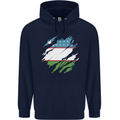 Torn Uzbekistan Flag Ukbek Day Football Mens 80% Cotton Hoodie Navy Blue