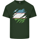 Torn Uzbekistan Flag Ukbek Day Football Mens Cotton T-Shirt Tee Top Forest Green