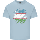Torn Uzbekistan Flag Ukbek Day Football Mens Cotton T-Shirt Tee Top Light Blue