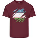 Torn Uzbekistan Flag Ukbek Day Football Mens Cotton T-Shirt Tee Top Maroon