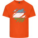 Torn Uzbekistan Flag Ukbek Day Football Mens Cotton T-Shirt Tee Top Orange