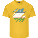 Torn Uzbekistan Flag Ukbek Day Football Mens Cotton T-Shirt Tee Top Yellow