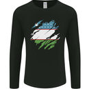 Torn Uzbekistan Flag Ukbek Day Football Mens Long Sleeve T-Shirt Black