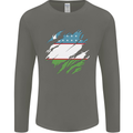 Torn Uzbekistan Flag Ukbek Day Football Mens Long Sleeve T-Shirt Charcoal