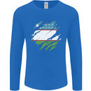 Torn Uzbekistan Flag Ukbek Day Football Mens Long Sleeve T-Shirt Royal Blue