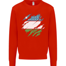 Torn Uzbekistan Flag Ukbek Day Football Mens Sweatshirt Jumper Bright Red