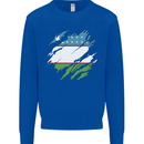 Torn Uzbekistan Flag Ukbek Day Football Mens Sweatshirt Jumper Royal Blue