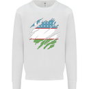 Torn Uzbekistan Flag Ukbek Day Football Mens Sweatshirt Jumper White
