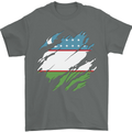 Torn Uzbekistan Flag Ukbek Day Football Mens T-Shirt 100% Cotton Charcoal
