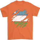 Torn Uzbekistan Flag Ukbek Day Football Mens T-Shirt 100% Cotton Orange