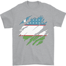 Torn Uzbekistan Flag Ukbek Day Football Mens T-Shirt 100% Cotton Sports Grey