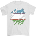 Torn Uzbekistan Flag Ukbek Day Football Mens T-Shirt 100% Cotton White