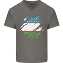 Torn Uzbekistan Flag Ukbek Day Football Mens V-Neck Cotton T-Shirt Charcoal