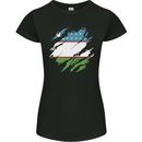 Torn Uzbekistan Flag Ukbek Day Football Womens Petite Cut T-Shirt Black