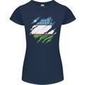 Torn Uzbekistan Flag Ukbek Day Football Womens Petite Cut T-Shirt Navy Blue