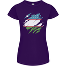 Torn Uzbekistan Flag Ukbek Day Football Womens Petite Cut T-Shirt Purple