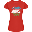 Torn Uzbekistan Flag Ukbek Day Football Womens Petite Cut T-Shirt Red
