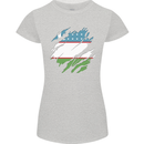 Torn Uzbekistan Flag Ukbek Day Football Womens Petite Cut T-Shirt Sports Grey
