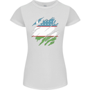 Torn Uzbekistan Flag Ukbek Day Football Womens Petite Cut T-Shirt White