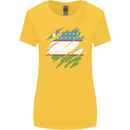 Torn Uzbekistan Flag Ukbek Day Football Womens Wider Cut T-Shirt Yellow