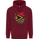 Torn Vanuatu Flag Day Football Childrens Kids Hoodie Maroon