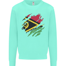 Torn Vanuatu Flag Day Football Kids Sweatshirt Jumper Peppermint