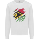 Torn Vanuatu Flag Day Football Kids Sweatshirt Jumper White