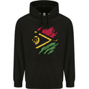 Torn Vanuatu Flag Day Football Mens 80% Cotton Hoodie Black