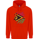 Torn Vanuatu Flag Day Football Mens 80% Cotton Hoodie Bright Red
