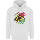 Torn Vanuatu Flag Day Football Mens 80% Cotton Hoodie White