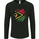 Torn Vanuatu Flag Day Football Mens Long Sleeve T-Shirt Black