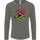 Torn Vanuatu Flag Day Football Mens Long Sleeve T-Shirt Charcoal