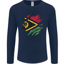 Torn Vanuatu Flag Day Football Mens Long Sleeve T-Shirt Navy Blue