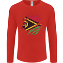 Torn Vanuatu Flag Day Football Mens Long Sleeve T-Shirt Red
