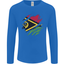 Torn Vanuatu Flag Day Football Mens Long Sleeve T-Shirt Royal Blue