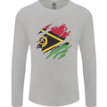 Torn Vanuatu Flag Day Football Mens Long Sleeve T-Shirt Sports Grey