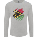 Torn Vanuatu Flag Day Football Mens Long Sleeve T-Shirt Sports Grey